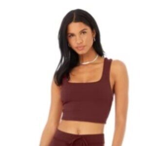 Alo Ribbed Chic Bra Tank - Cranberry Size Small $74